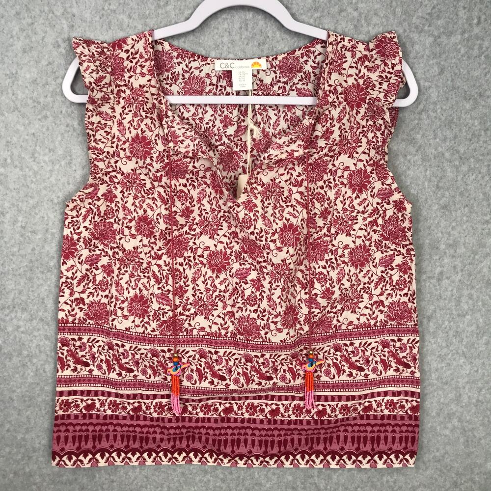 CC California Top XS Beads Cotton Cottage Boho Resort Cruise Feminine Romantic